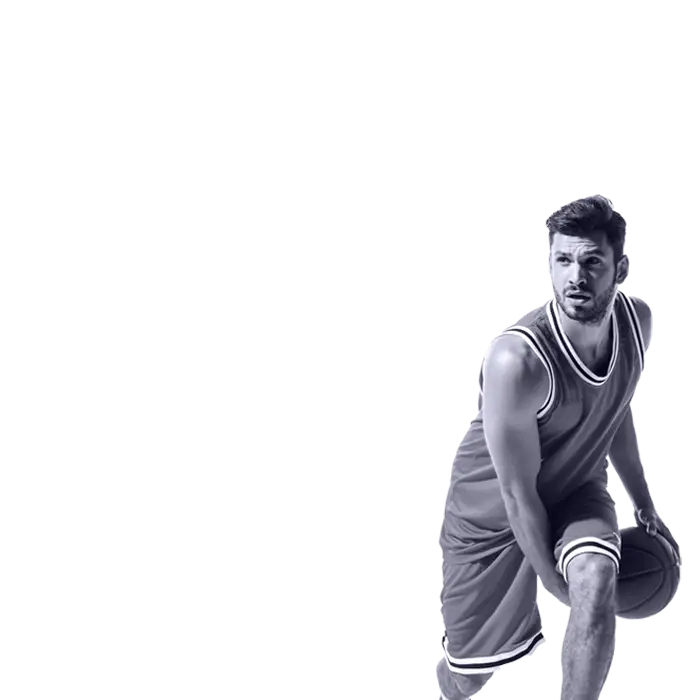 Basketballspieler mit Ball in der Halle – Basketballverein Ober-Ramstadt